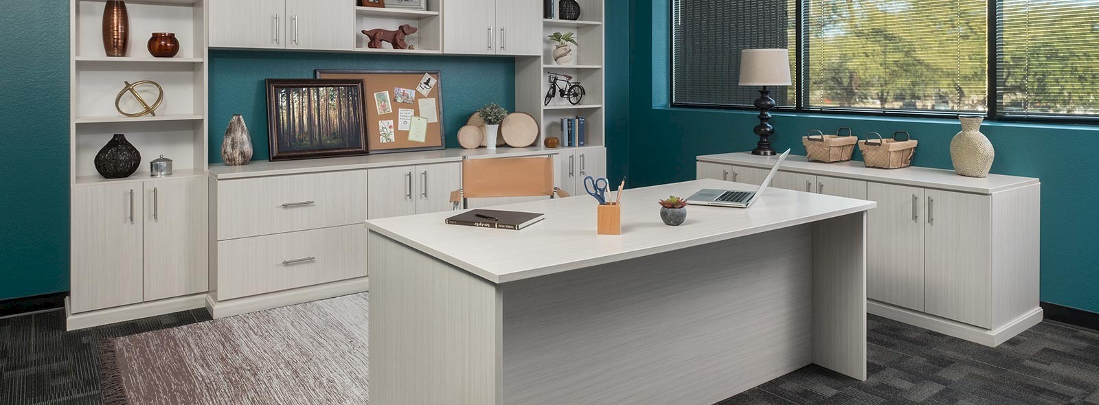Custom Office Cabinets with Arctic Finish