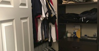 Custom Chocolate Pear Flat Panel Walk-In Closet