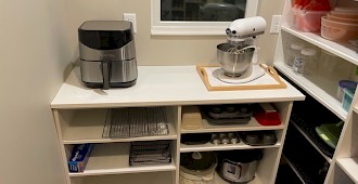 Kitchen pantry system installation with white finish