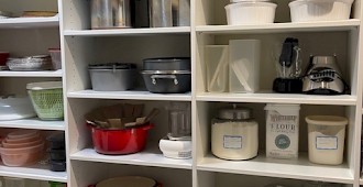 Kitchen pantry system installation with white finish